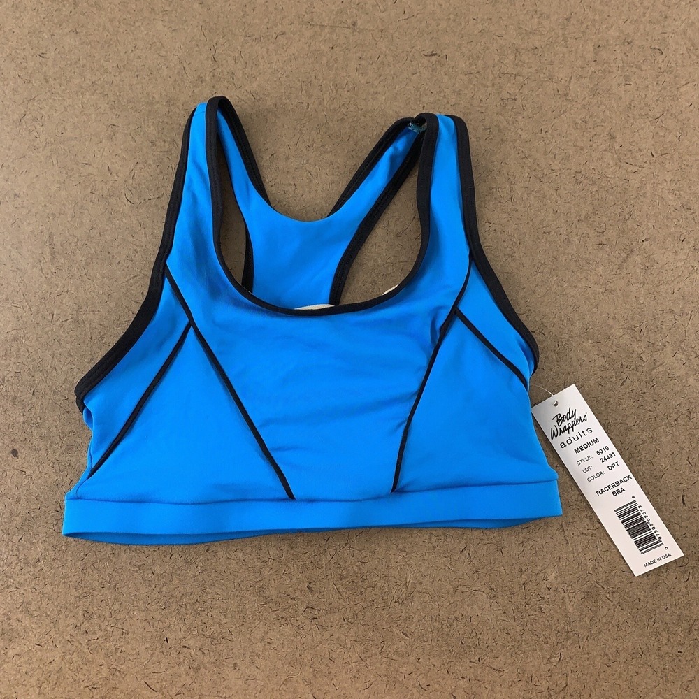 Body Wrappers Women's Size Medium Blue ProWEAR Racerback Sports Bra 6010 NWT